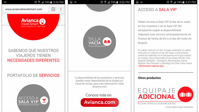 Sitio web avianca travel smart 04
